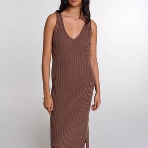 NWT Maje Brown Midi Sweater Dress $374 MSRP